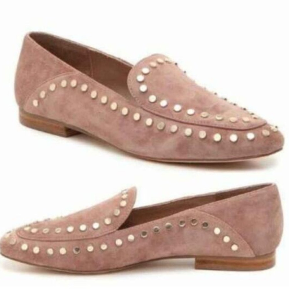 Bleecker and Bond Studded Suede Blush neutral Loafers in size 6.5